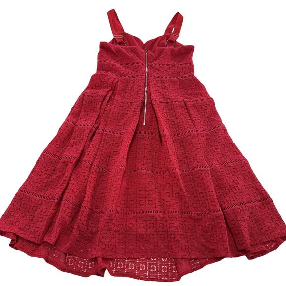 Adelyn Rae Dress Womens Extra Small Red Sleeveless Fit Flare Crochet Lace Lined - Picture 2 of 7